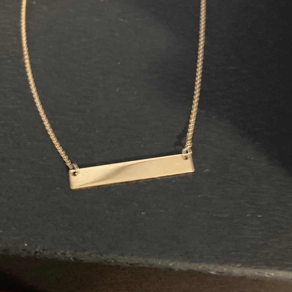 14k solid yellow gold bar necklace